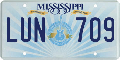 MS license plate LUN709
