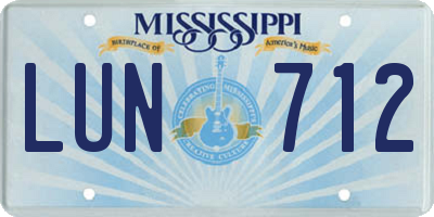 MS license plate LUN712