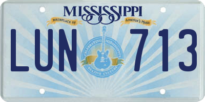 MS license plate LUN713