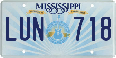 MS license plate LUN718