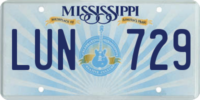 MS license plate LUN729