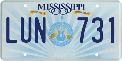 MS license plate LUN731