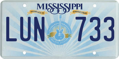 MS license plate LUN733