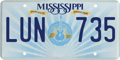 MS license plate LUN735