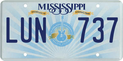 MS license plate LUN737