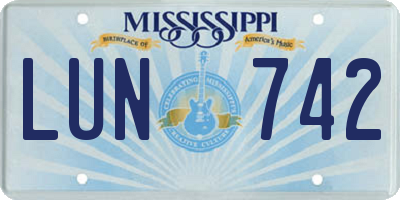 MS license plate LUN742
