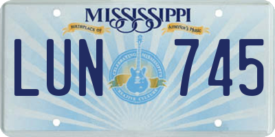 MS license plate LUN745