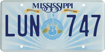 MS license plate LUN747