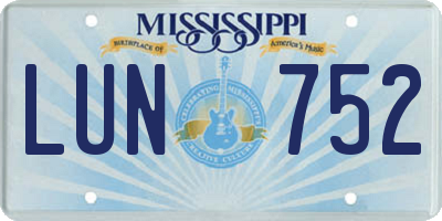 MS license plate LUN752