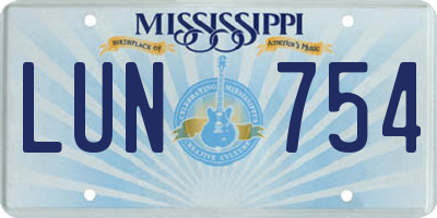 MS license plate LUN754