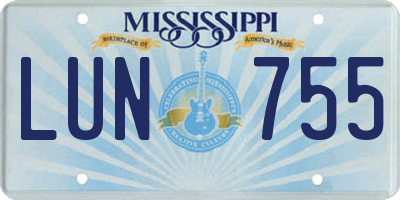 MS license plate LUN755