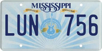 MS license plate LUN756
