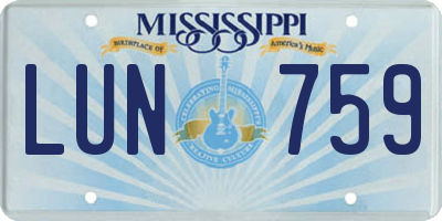 MS license plate LUN759