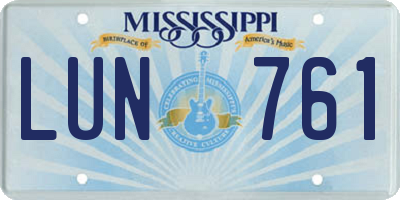 MS license plate LUN761