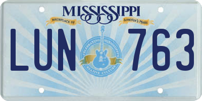 MS license plate LUN763