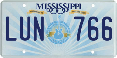 MS license plate LUN766