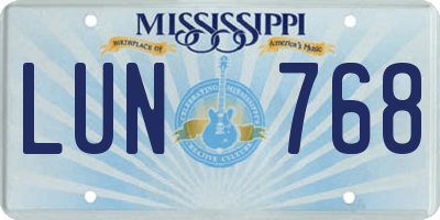 MS license plate LUN768