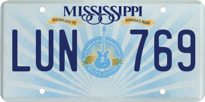 MS license plate LUN769