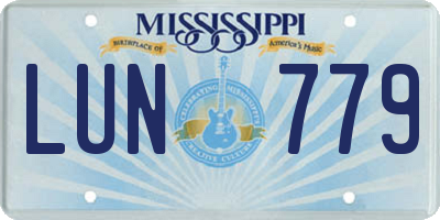 MS license plate LUN779