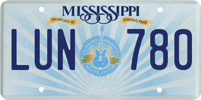 MS license plate LUN780