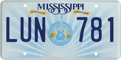 MS license plate LUN781