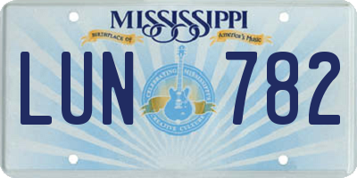 MS license plate LUN782