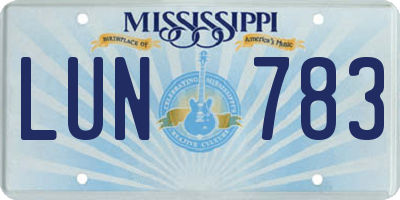 MS license plate LUN783