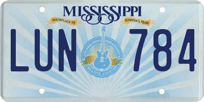 MS license plate LUN784