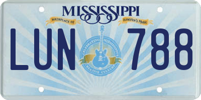 MS license plate LUN788