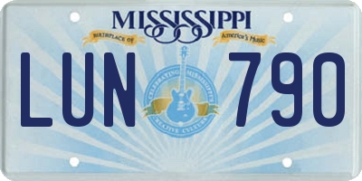 MS license plate LUN790