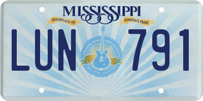 MS license plate LUN791