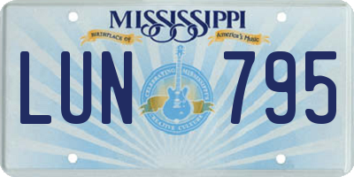 MS license plate LUN795