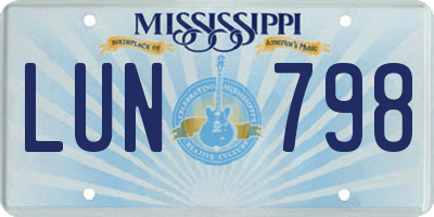 MS license plate LUN798