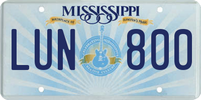 MS license plate LUN800