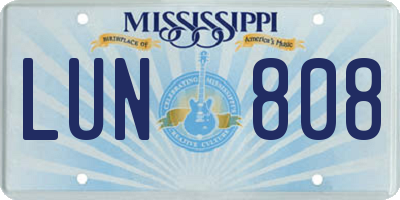 MS license plate LUN808