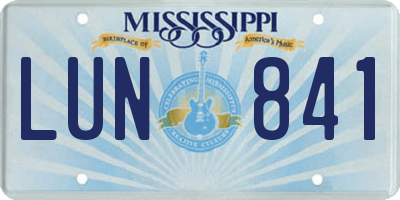 MS license plate LUN841