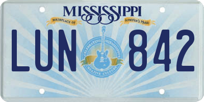 MS license plate LUN842