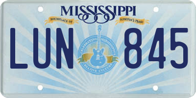 MS license plate LUN845