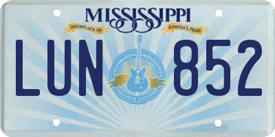 MS license plate LUN852