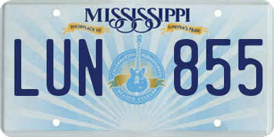 MS license plate LUN855