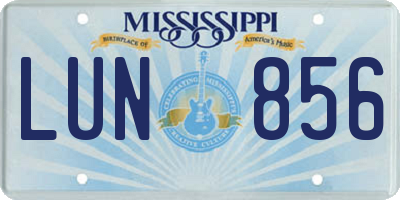 MS license plate LUN856