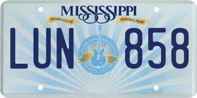 MS license plate LUN858