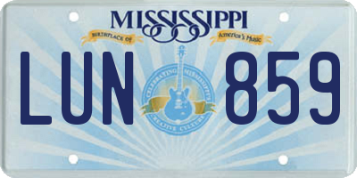 MS license plate LUN859