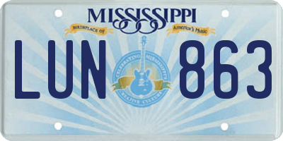 MS license plate LUN863