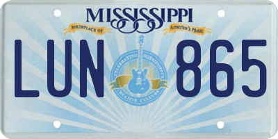 MS license plate LUN865