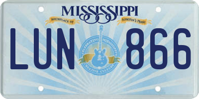 MS license plate LUN866