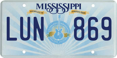 MS license plate LUN869