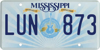 MS license plate LUN873