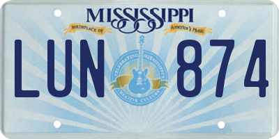 MS license plate LUN874