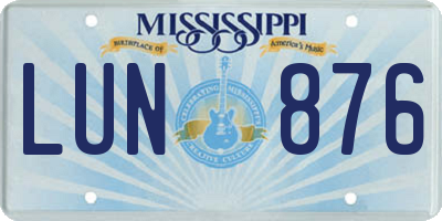 MS license plate LUN876